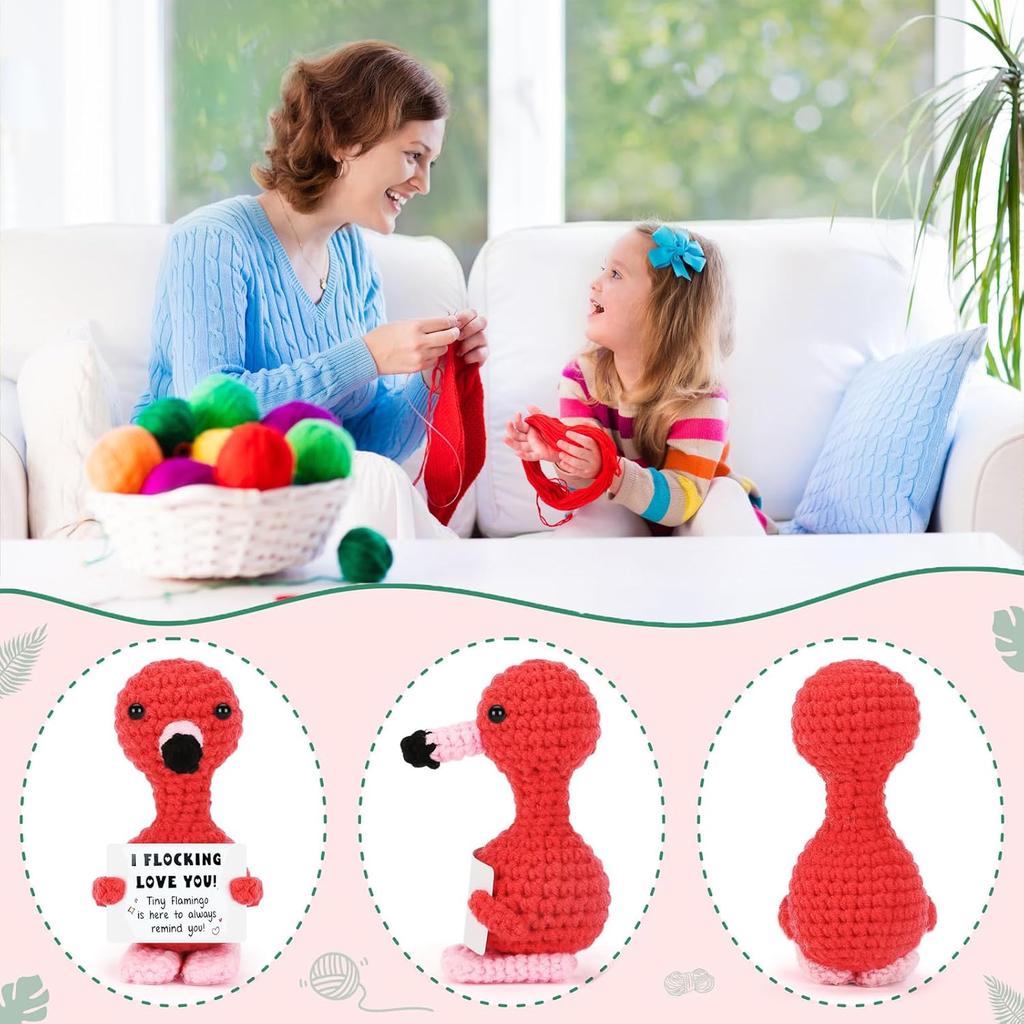 I Love You Gifts for Her, Flamingo Gifts for Women, Funny, Birthday I Love You Flamingo Romantic Valentines Gift for Couple, Handmade Crochet