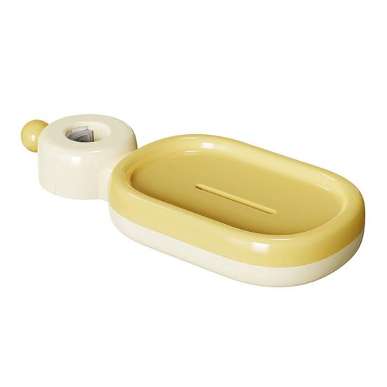 

Double Layer Soap Dish with Drain Holes Wall Mounted Soap Holder Suction Cup Self жёлтый