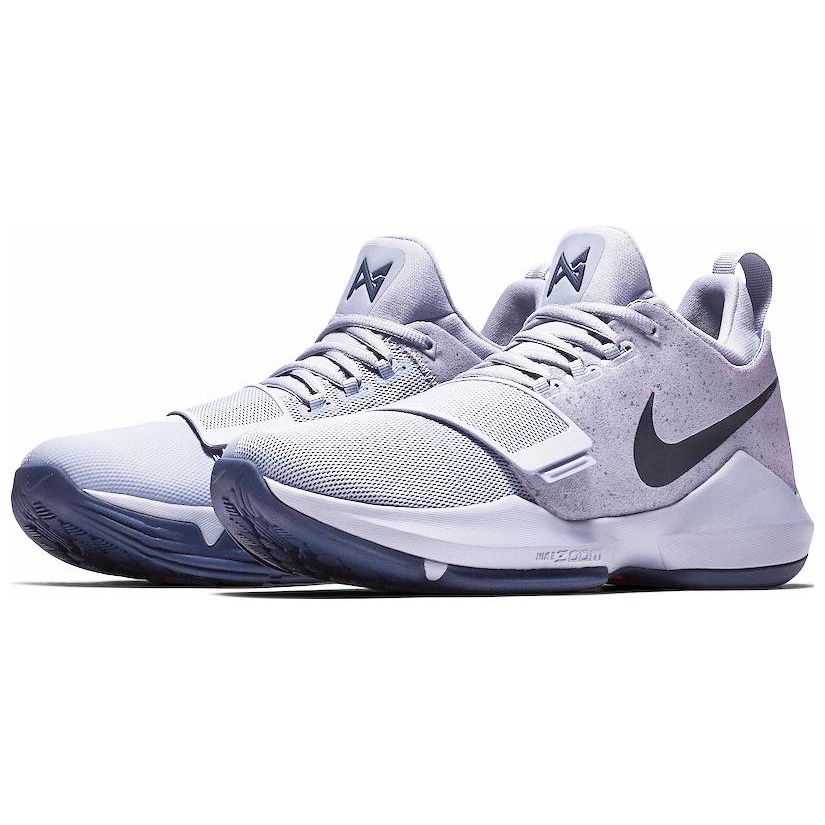 Nike PG 1 EP Glacier Round Toe Lace-Up Shock Absorption Non-Slip Low-Top Basketball Shoes Men Sneaker Grey Midnight-Blue 878628-044