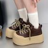 [Fanfna] European goods big head lace-up bread casual shoes board shoes platform muffin small sports shoes women's shoes