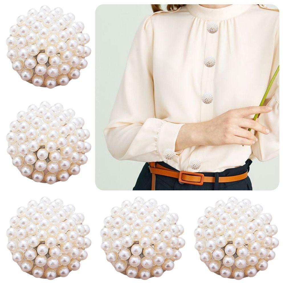 5pcs Ornaments Pearl Clothing Buttons Handmade Needlework Sewing Button Clothing Accessories