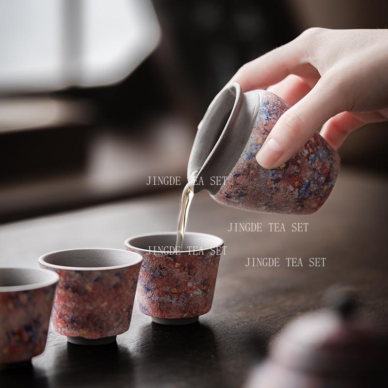 50ml Ceramic Rock Mineral Tea Cup Household High-end Kiln Turned Tea Cup Drinking Tea Cups Teaset Drinking Utensils