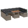 VidaXL Ensemble de salle à manger de jardin de 10 pièces avec coussins en gris poly rotin et acacia 3349628