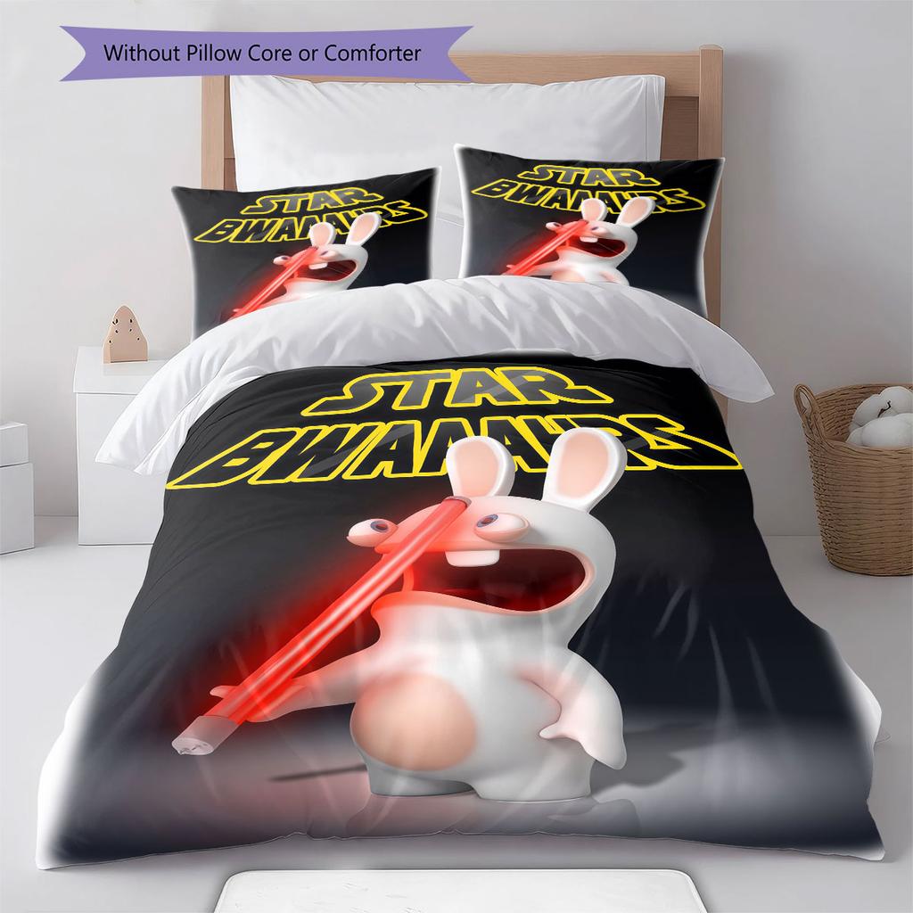 Rabbids Invasion Smile Bedding Quilt Set Quilt Cover Pillowcase Home Decoration Birthday Gift (1 * duvet cover + 2 * pillowcase, without core)