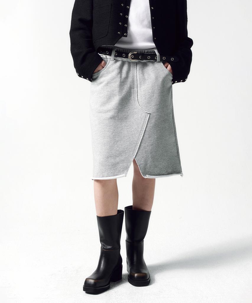 Insilence Woman Cutout Sweatskirt Melange Grey