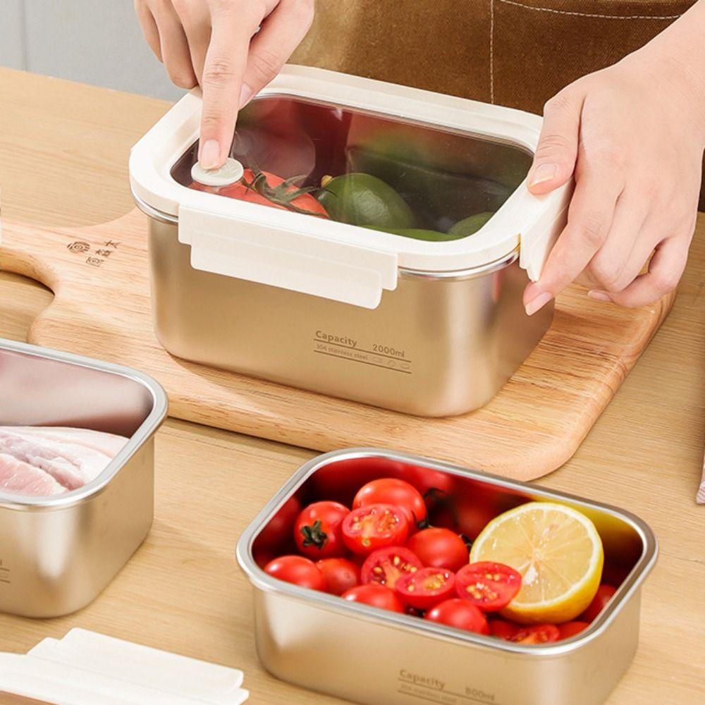 Portable Stainless Steel Crisper Leakproof Sealed Food Box Food Preservation Box  Picnic