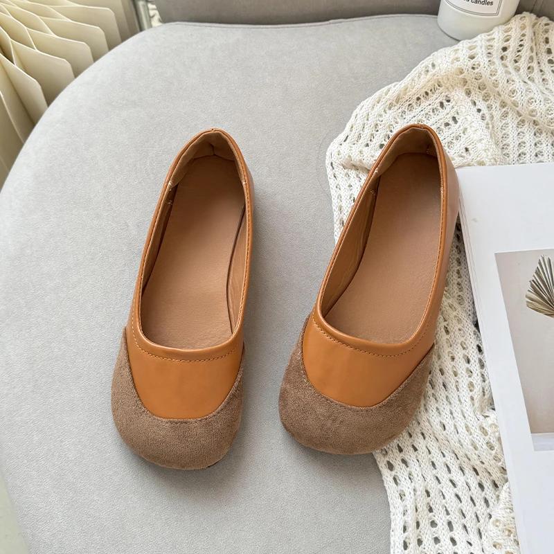 Fashion Retro Shallow Mouth Slip-On Round Toe Women's Shoes 2024 Autumn New Simple Versatile Casual Moccasin Low-top Shoes Zapato Mujer