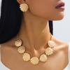 2 PCS/Set Vintage Conch Geometric Irregular Metal Jewelry Earrings Necklace Sets for Women Girls Creative Design Sense Sets