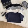 Flattering Loose-Fit Crew-Neck T-Shirt for Women with Straight Shoulders—Versatile Solid-Color Cotton Short-Sleeve Base Layer