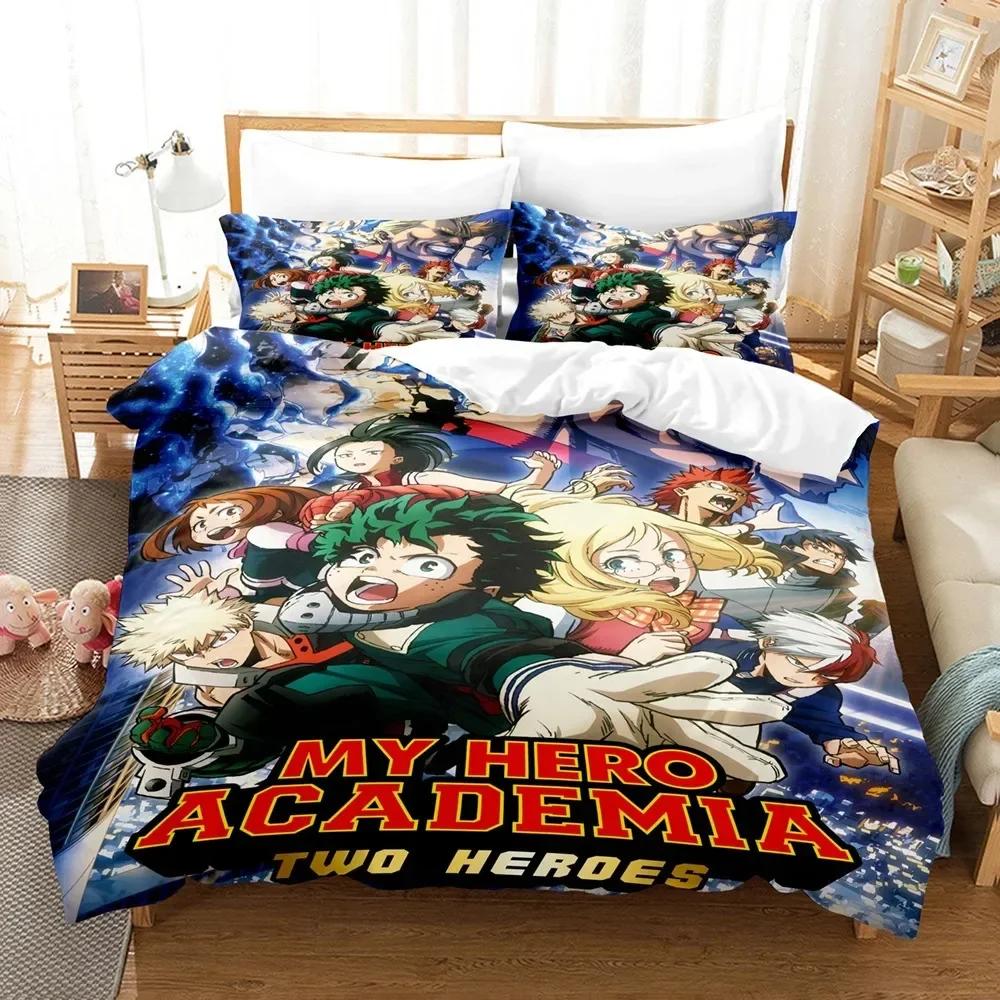 

My Hero Academia Bedding Set Japan Anime Comfortable Quilt Cover Singles Double Queen Twin Full Size Duvet Cover Teens Bedroom EU Single(135*200cm)3pcs