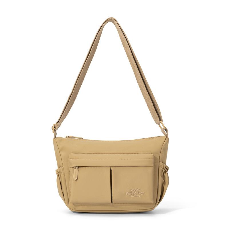 Commuter Crossbody Bag Multi-Layer Solid Color Shoulder Bag Lightweight Nylon Bag