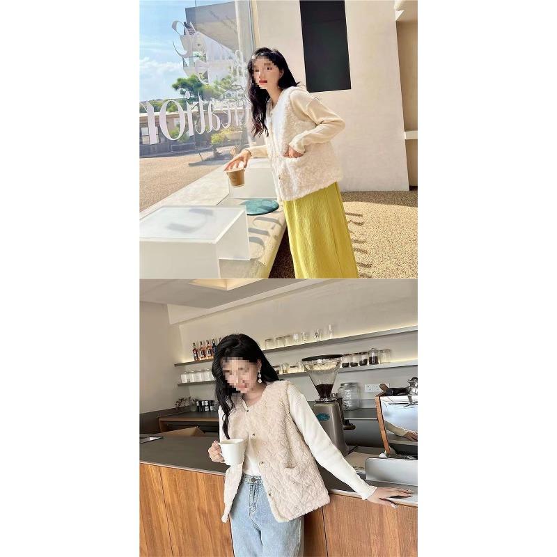 Autumn and Winter New Women's Vest Fashionable and Stylish Outerwear Fur Versatile Coat Camry Shoulder Lamb Fleece Tank Top