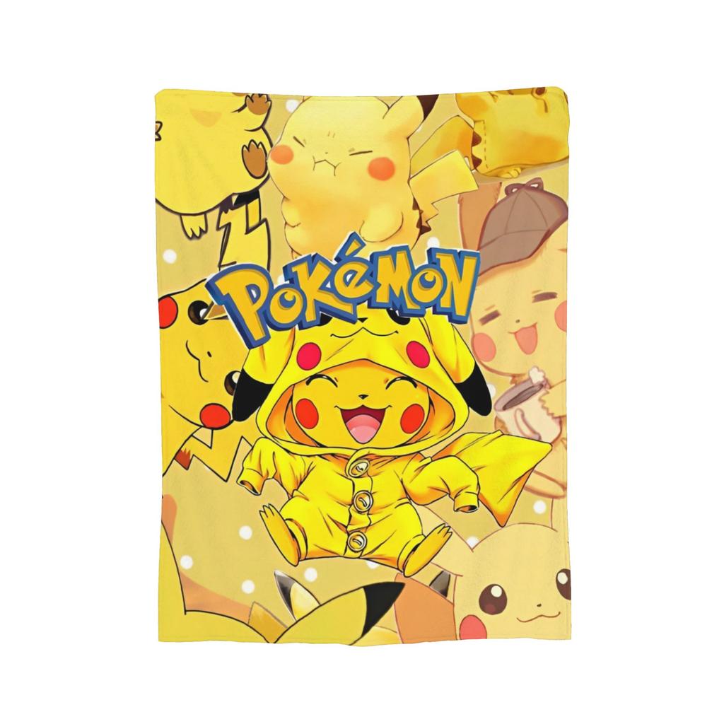 Pokemoned Anime Cartoon Flannel Blanket  Awesome Throw Blankets for  Sofa Bedding Lounge 150*125cm Bedspread,