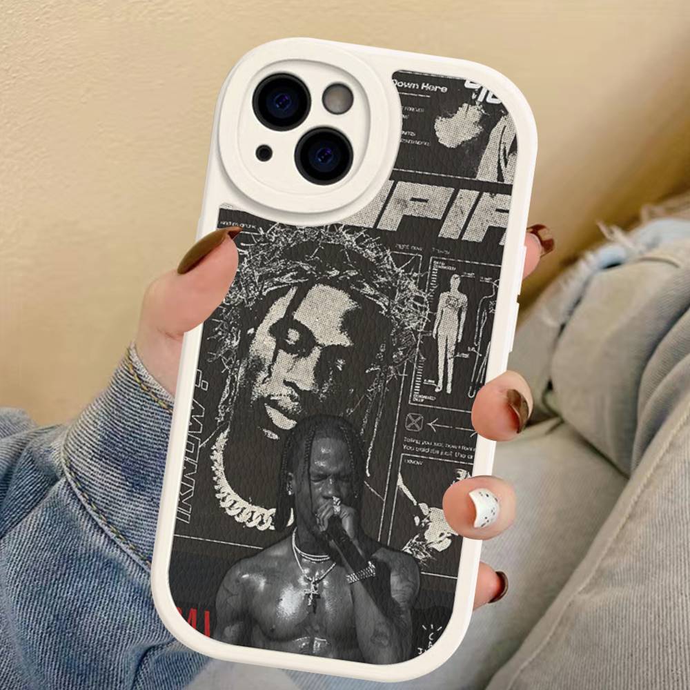 T-Travis S-ScottS Singer Phone Case For IPhone 16 15 14 13 12 11 Pro Max Plus 16E Soft Leather Cover