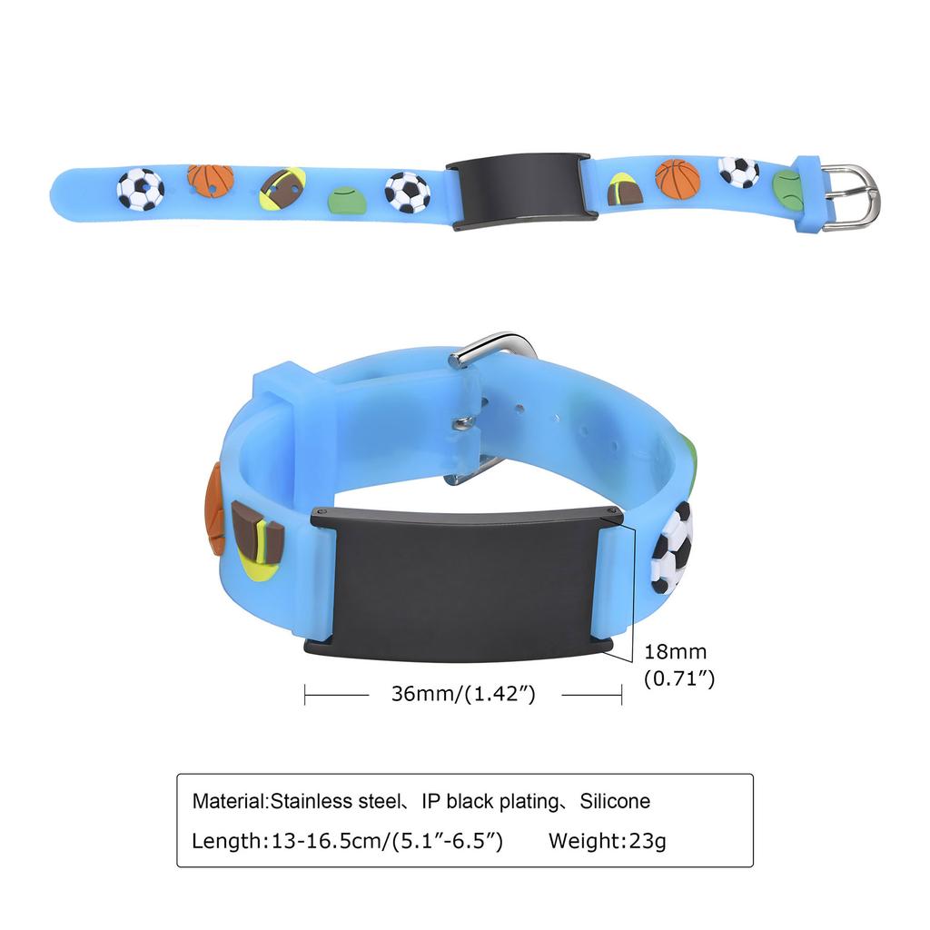 Stainless Steel All-gloss Medical Alert ID Bracelet Adjustable  , Silicone Personalized Jewelry Birthday Gift