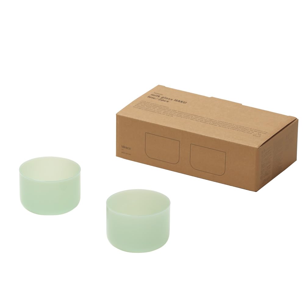 ideaco Milk Glass, 180ml Capacity, Set of 2, HAKU Low Mint, Heat-Resistant, Microwave- and Dishwasher-Safe