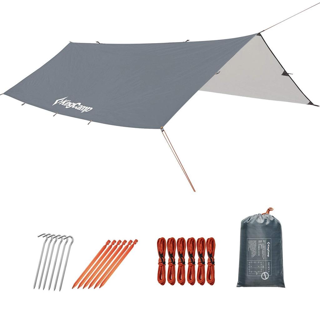 KingCamp Tarp Camping Rectatarp 3mx3m Gray Sunshade Waterproof Tarp Tent UV Protection Blackout Tarp Lightweight Sunshade Tent Outdoor Awning UV