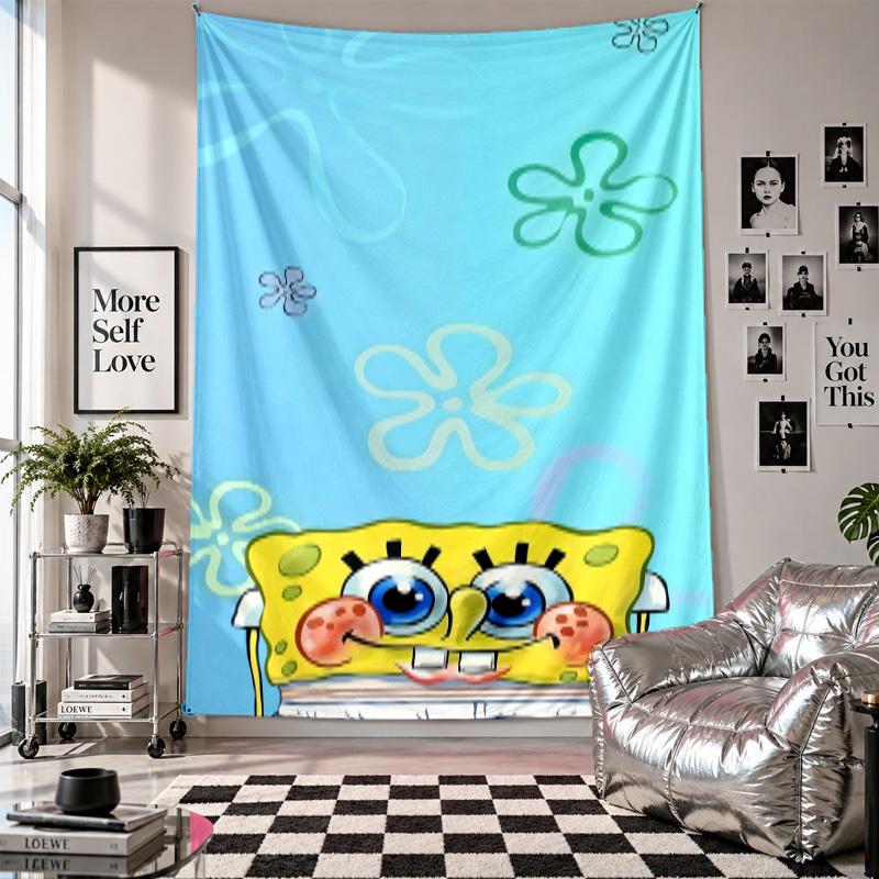 Wall TapestrySpongeBob Football Art Hanging Cloth Decorative Background Cover for Room Decoration