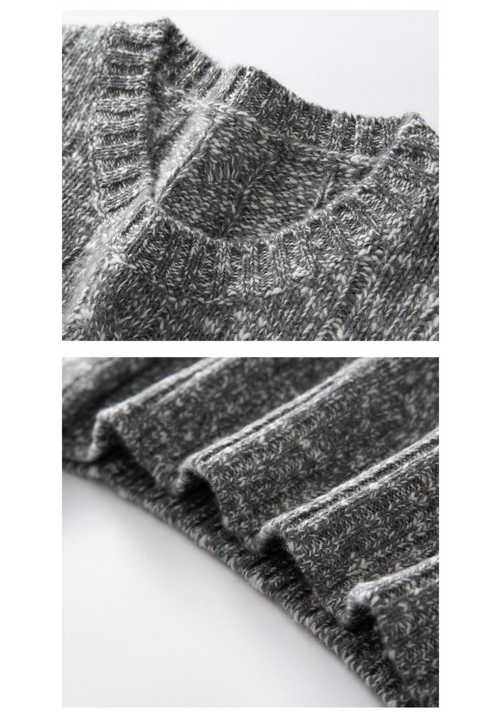 Women's Long Sleeve Cashmere Knit Sweater - Round Neck, Loose Fit, Warm & Slimming Pullover