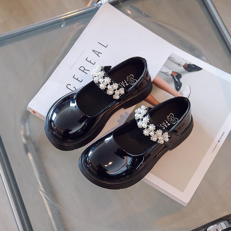 Girls' Small Leather Shoes 2025 Spring and Autumn New Spring Children's Soft-soled Princess Shoes Black Medium and Older Children's Mary Jane Singl