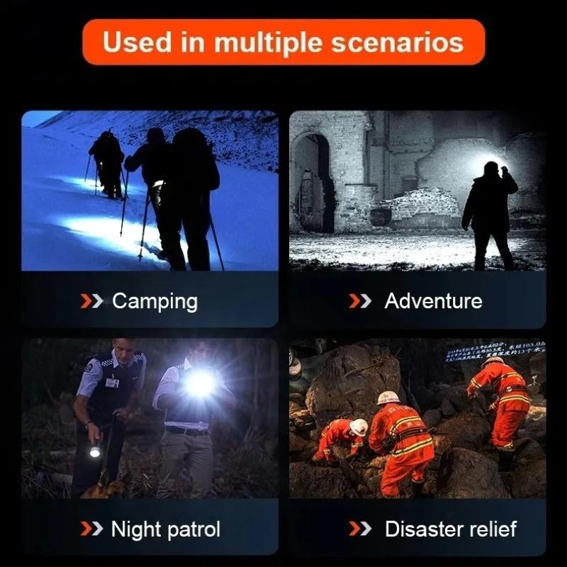 Super Powerful Flashlight Rechargeable Zoom Fluorescent Strip Torch with COB Work Light Outdoor Emergency Lighting