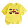 Kids Boys Girls Crew Neck Short Sleeve 100% Cotton T-shirt, Cute Cartoon Racing Car Printed Casual Tees for Children, Summer Soft Breathable Top for D