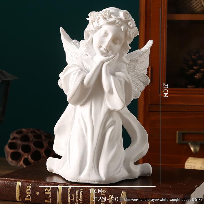 Americká Retro Evropská Pryskyřičná Figurka Anděla: Bílá stolní dekorace pro malé dívky