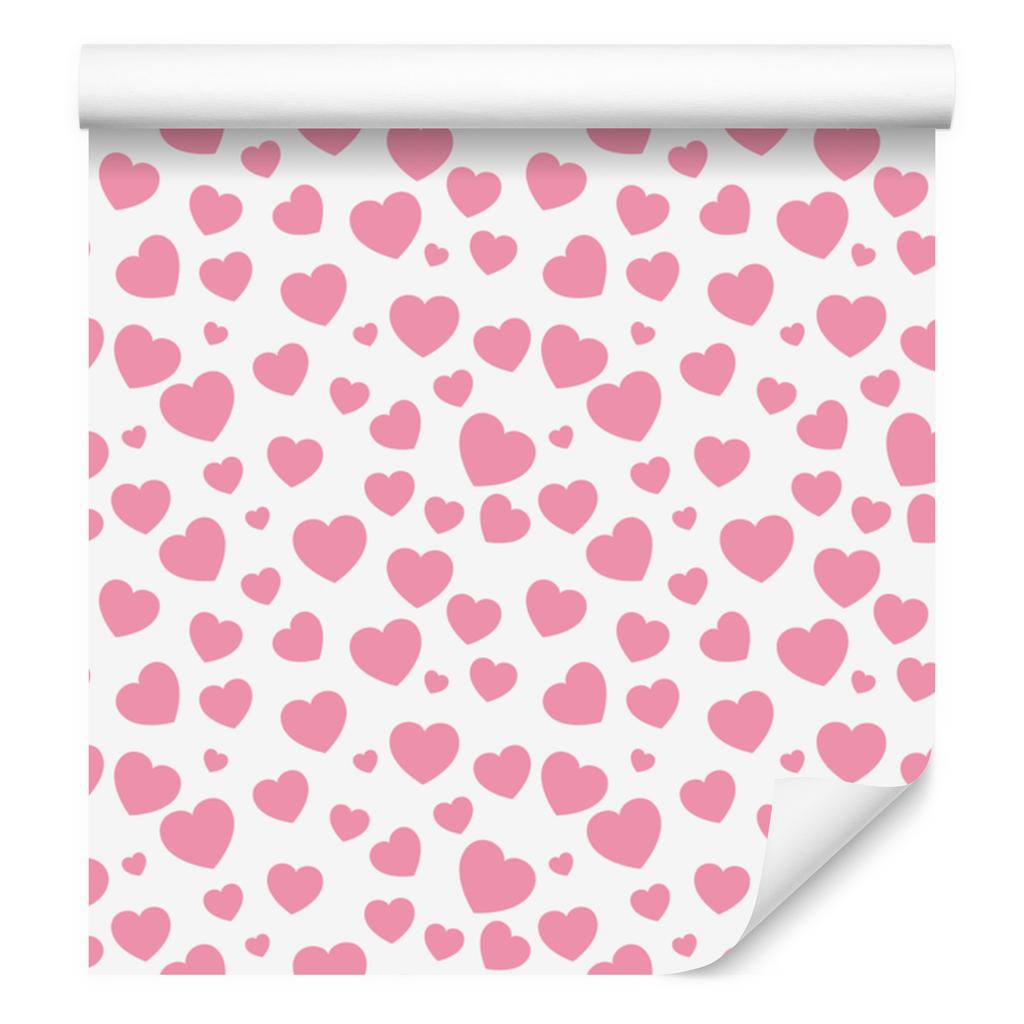 Hearts Wallpaper Powder Pink and White 50x1000