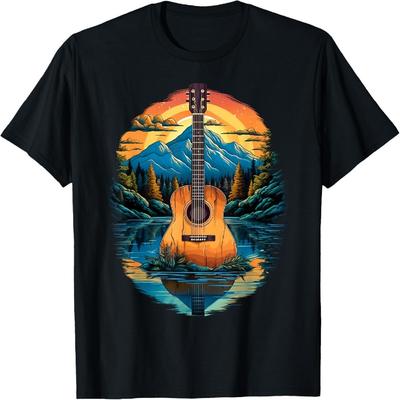 Acoustic Guitar Sunset By The Lake T-Shirt