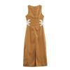 Araltay New Arrival Fashion Style Women's Clothing Fashion All-Match Minimalist Coconut Tree Embroider Sleeveless Commute Style Dress