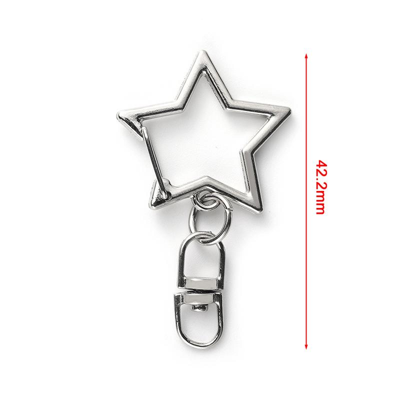 10pcs Star Pentagram Hollow Key Chain Key Ring DIY Accessories Lobster Clasp