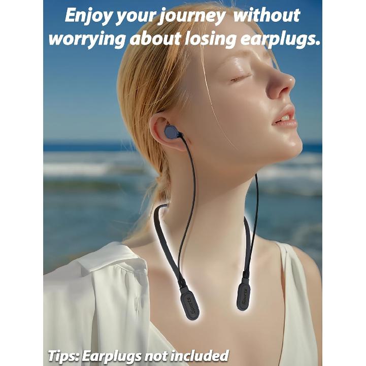 HALLEAST Earplugs Cord, Anti-Lost Earplug Lanyard Neckband, Safety Connector Strap, Black