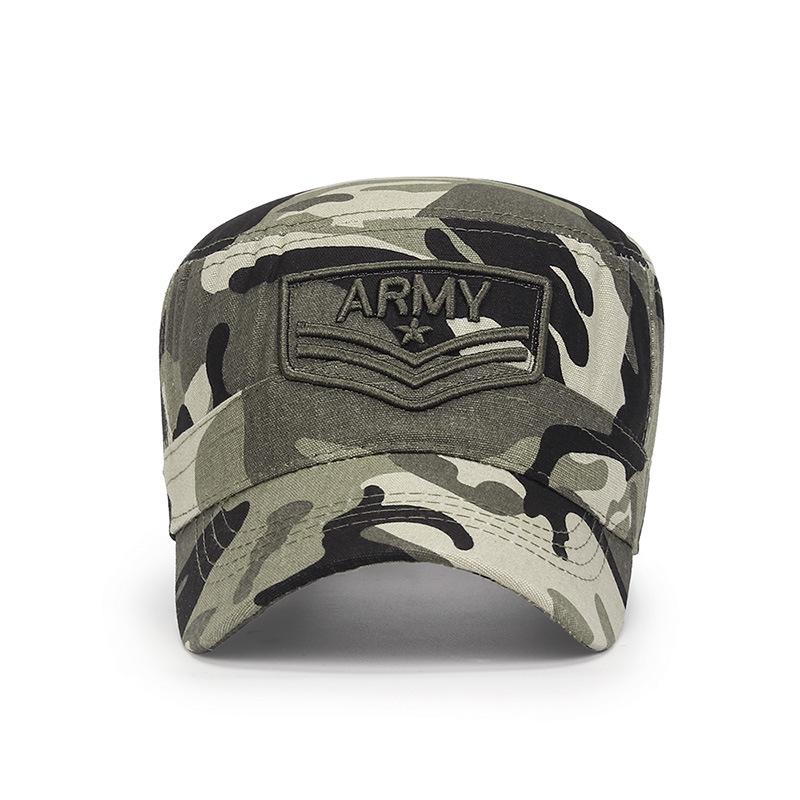 Jaro Podzim Bavlna Vojenské kšiltovky Muži Outdoorový plochý cylindr maskáčový vyšívaný klobouk Trucker Snapback kšiltovka Armádní kšiltovky