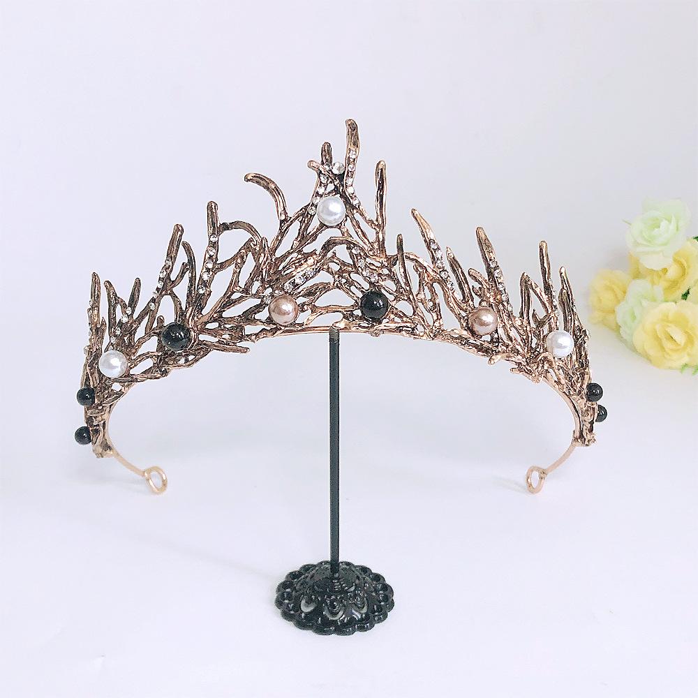 Baroque Retro Black Luxury Crown Bridal Tiara Wedding Dress Birthday Crown
