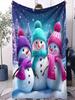 Christmas Flannel Blanket with Santa Reindeer Penguin Print  Cozy Throw for Sofa Bedroom Camping  Perfect Gift for Kids Couples