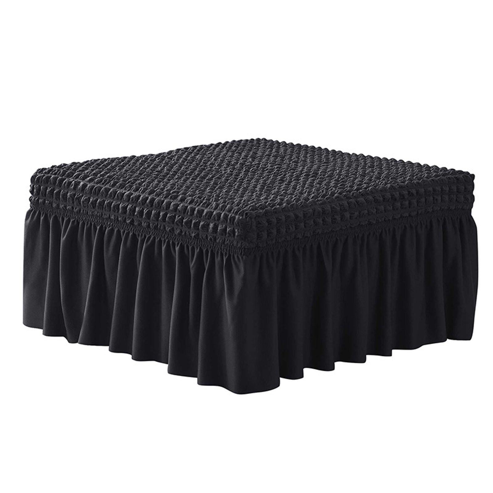 

Эластичный оттоманский чехол, съемный с юбкой, защита подставки для ног из жатого хлопка, толстый оттоманский чехол для гостиной, кошки, собаки чёрный