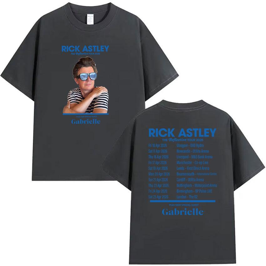 Rick Astley Reflection Tour 2026 Print T Shirts Unisexs Retro High Quality Fashion Tshirt Casual Oversized Cotton Tees Streetwear