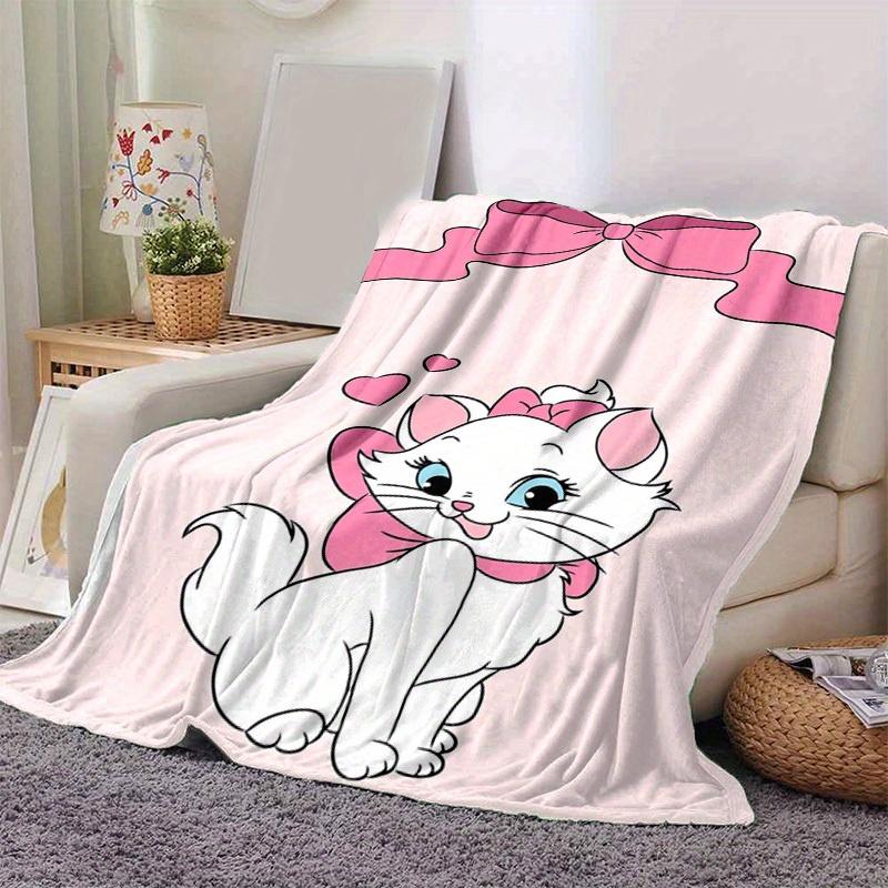 

1pc Disney Aristocats Marie Pink Bowknot Throw Blanket Cute Cat Design, Soft & Cozy for Home Decor, Couch Cover, Travel 80cmx120cm