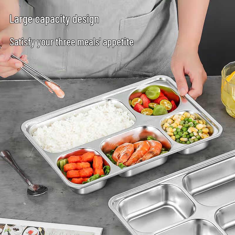 OMINGDY 316 Stainless Steel 4-Compartment Divided Meal Tray