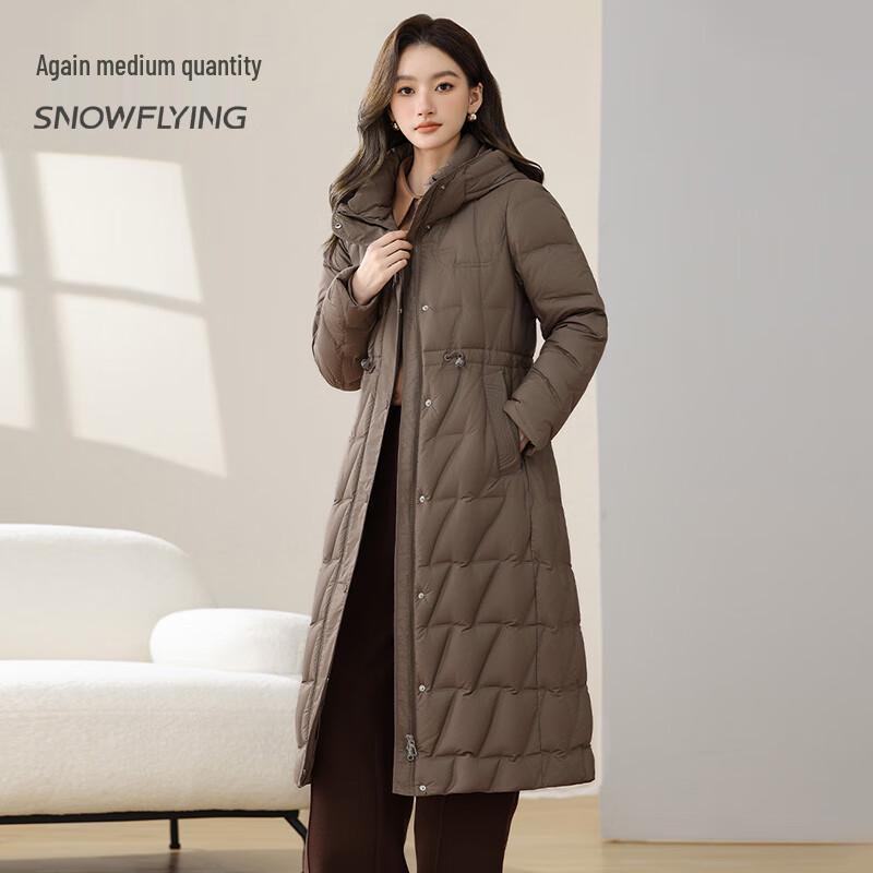 SNOWFLYING Damen Mittellange Daunenjacke mit Kapuze