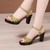 8cm 10cm Big Small Size 32-43 Elegant Thick Block High Heels Sandals Summer 2025 Womens Soft Leather Platform Shoes Office Model