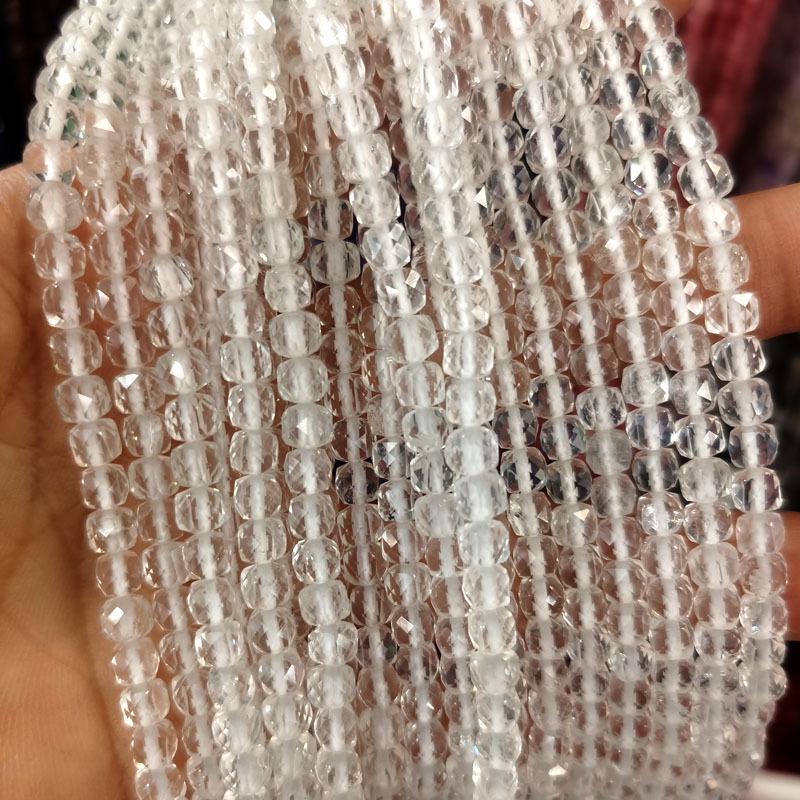 4x4mm Natural Stone Faceted Square Beads: Amethyst, Tourmaline, Garnet Jewelry Accessories