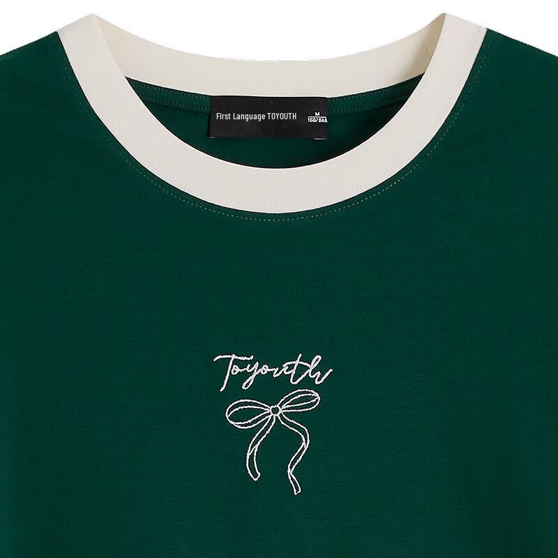 Women's 5A Antibacterial Ice Porcelain Cotton T-Shirt with Bowknot Embroidery