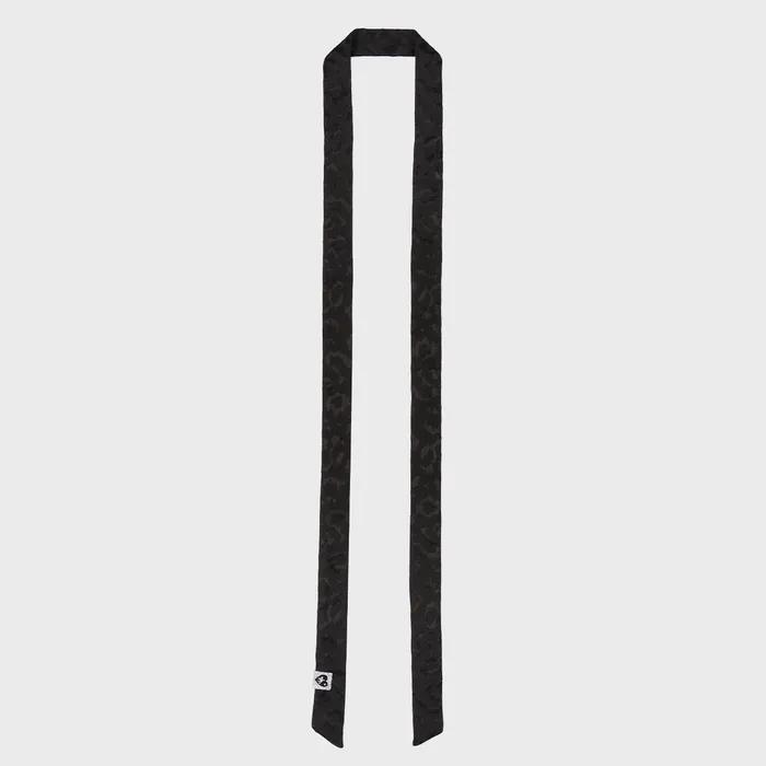 Jacquard Leopard Long Tie Scarf (Black)