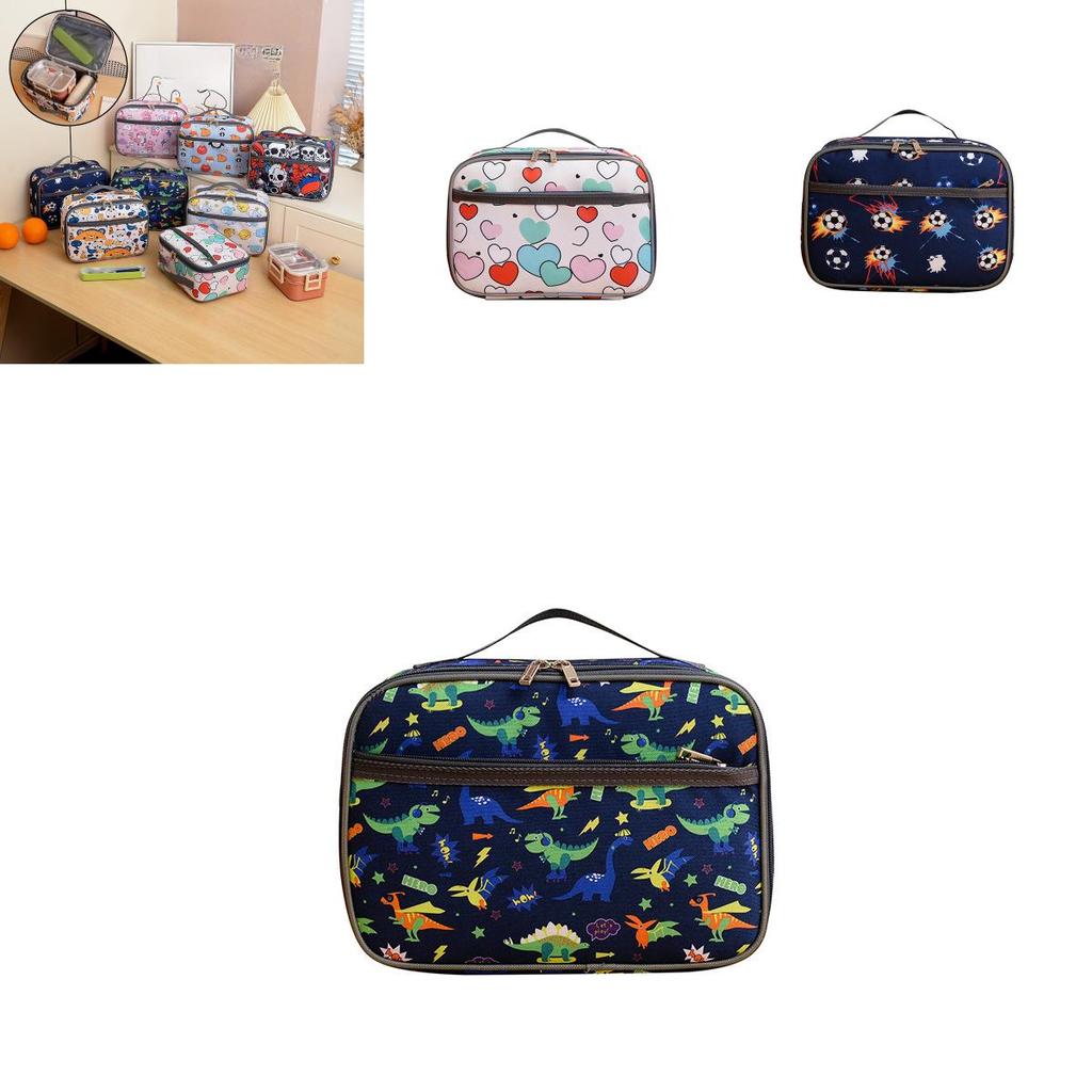 Dinosaur Pattern Lunch Box With Lightweight Anti Microbial Oxford Fabric For Elementary Students