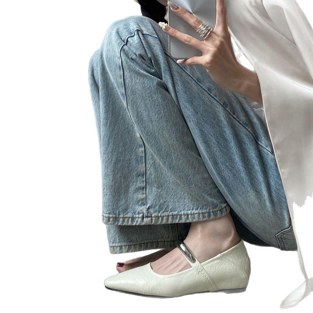 Innere Höhenzunahme Mary Janes mit quadratischer Spitze Damenschuhe Frühling und Sommer flacher Ausschnitt mit Rock sanfte einzelne Schuhe