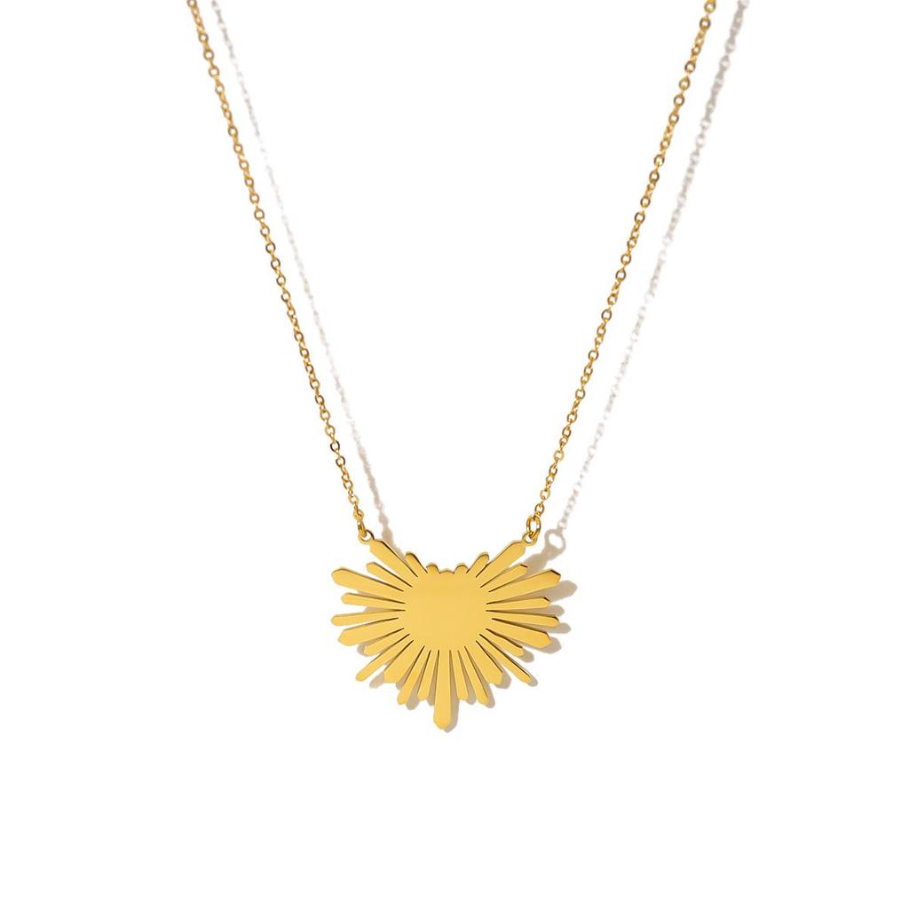 Sunflower Series 18K Gold Plated Necklace - European & American Style, Titanium Steel Clavicle Chain for Women