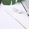 Vintage Western 32Pcs Silver Gold Flatware Cutlery Dining Set Luxury Knife Fork Teaspoon Set Engraving Dinnerware Set for Wedding