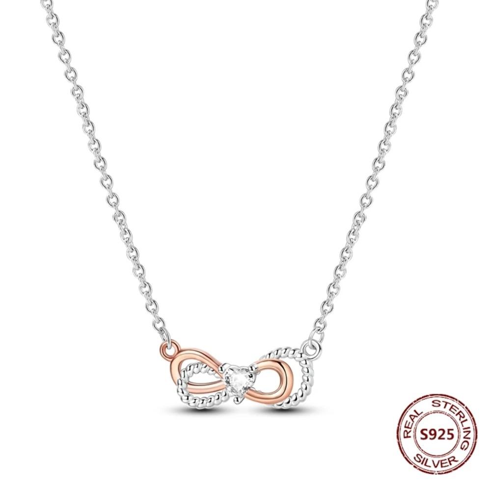 925 Silver Lucky Unicorn Necklace with Butterfly Firefly Bear Paw Print Zircon Chain Link Heart Jewelry for Women