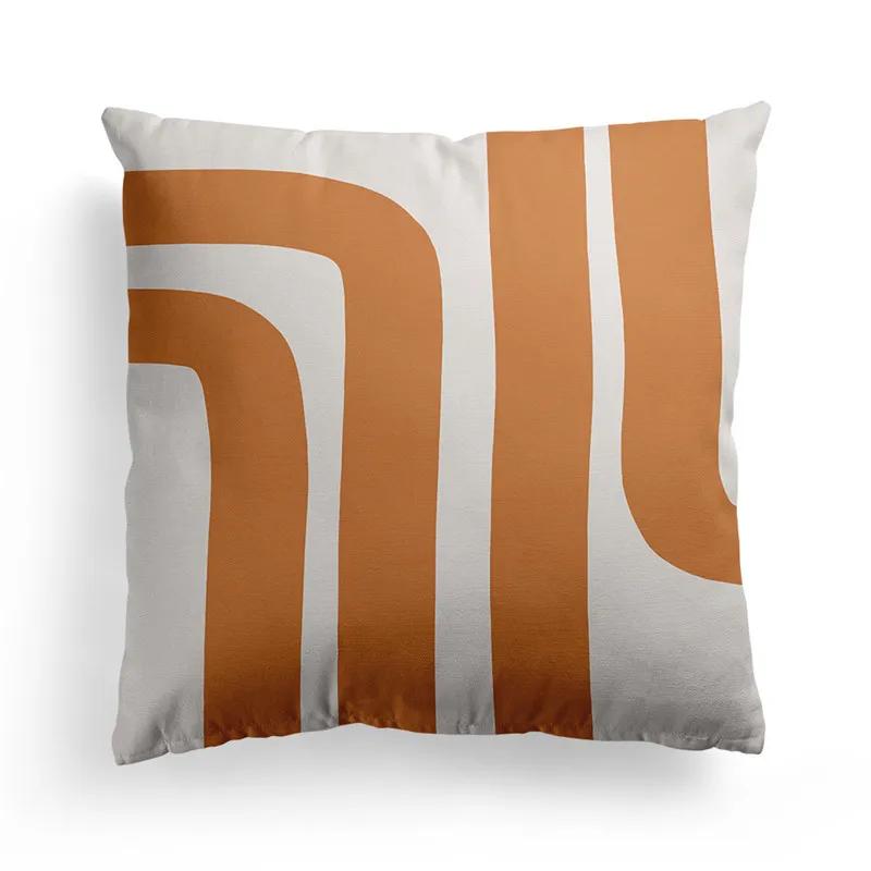 Nordic Orange Geometric Throw Pillow Cover Flower Printed Home Decorative Pillow Cushion Covers Office Sofa Pillowcase